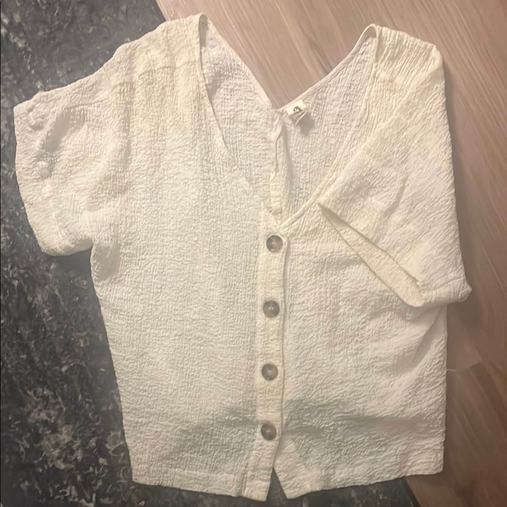 Women's Cream Button-Up Top